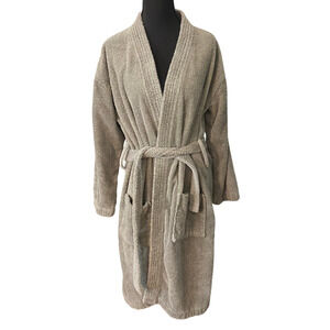 Chakir Turkish Linens 100% Cotton Terry Bath Robe Gray Medium Belted Pockets